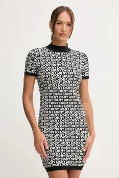 Dkny rochie culoarea negru, mini, drept, DJ5R0911 imagine