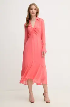 Dkny rochie culoarea portocaliu, midi, evazati, DD5G1H49 imagine