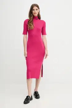 Dkny rochie culoarea roz, midi, mulata, DJ5R0751 imagine