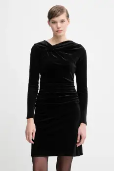 Dkny rochie de catifea culoarea negru, mini, mulata, DD5V1M55 imagine