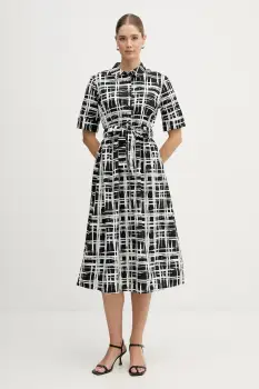 Dkny rochie din bumbac culoarea negru, midi, evazati, DD5A1120 imagine