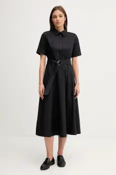 Dkny rochie din bumbac culoarea negru, midi, evazati, DJ5D9065 imagine