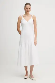 Dkny rochie din in culoarea alb, midi, evazati, P5JNCD88 imagine