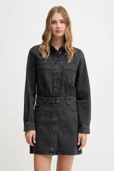 Dkny rochie jeans culoarea gri, mini, evazati, DJ5D9064 imagine