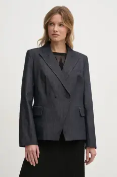 Dkny sacou culoarea albastru marin, cu doua randuri de nasturi, melanj, DJ4J6010 imagine