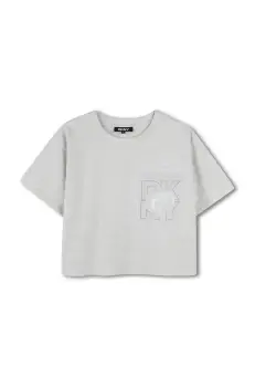 Dkny tricou de bumbac pentru copii culoarea gri, D62312 imagine