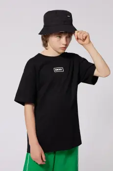 Dkny tricou de bumbac pentru copii culoarea negru, cu imprimeu, D62300 imagine
