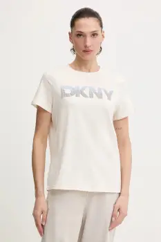 Dkny tricou din bumbac culoarea bej, DP6T1557 imagine