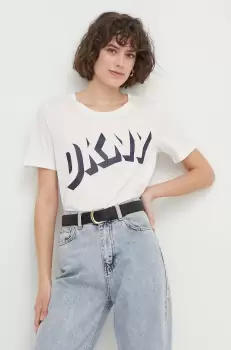 Dkny tricou din bumbac femei, culoarea alb imagine