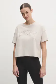 Dkny tricou din bumbac femei, culoarea bej, DP5T1119 imagine