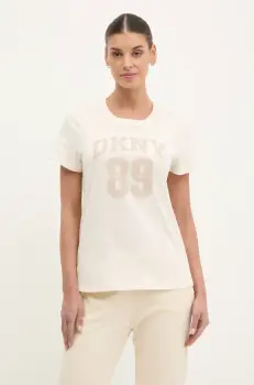 Dkny tricou din bumbac femei, culoarea bej, DP5T1228 imagine