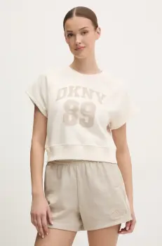 Dkny tricou din bumbac femei, culoarea bej, DP5T1231 imagine