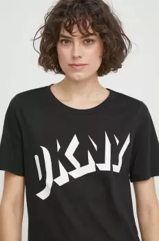 Dkny tricou din bumbac femei, culoarea negru imagine