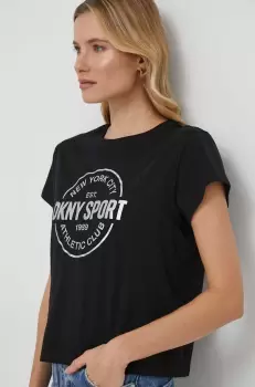 Dkny tricou din bumbac femei, culoarea negru imagine