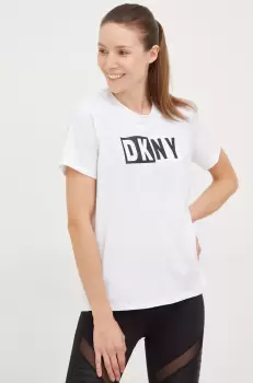 Dkny tricou femei, culoarea alb imagine