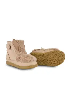 Donsje cizme de iarna pentru copii din piele intoarsa Roumi Shoes Fluffy Bunny culoarea bej, 1500902 imagine