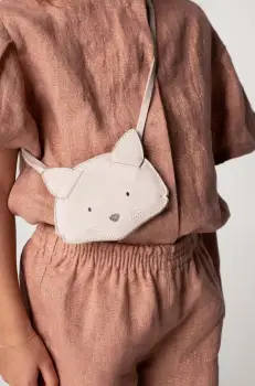 Donsje geanta de mana din piele pentru copii Britta Classic Purse Cat culoarea bej, 5001012 imagine