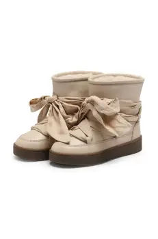 Donsje ghete de zapada din piele pentru copii Ganza Boots culoarea bej, 2024300 imagine