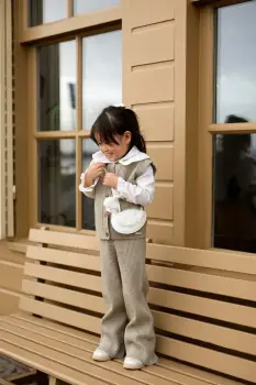 Donsje pantaloni copii Yven Trousers culoarea bej, uni, 4103900 imagine