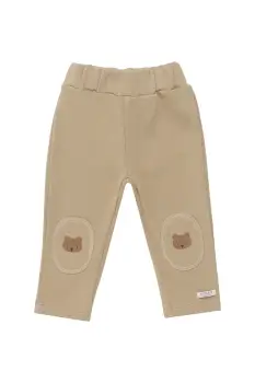 Donsje pantaloni de trening din bumbac pentru bebelusi Joek Trousers Bears culoarea bej, cu imprimeu, 3040701 imagine