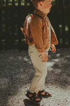 Donsje pantaloni din amestec de in pentru bebe Dado Trousers culoarea bej, neted, 4079500 imagine