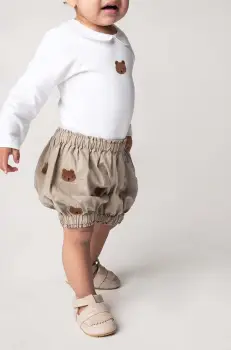 Donsje pantaloni scurti din bumbac pentru bebelusi Carson Bloomers Bears culoarea bej, 3029801 imagine