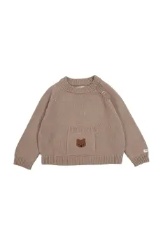 Donsje pulover din bumbac pentru bebelusi Loeke Sweater Bear culoarea maro, light, 3037801 imagine