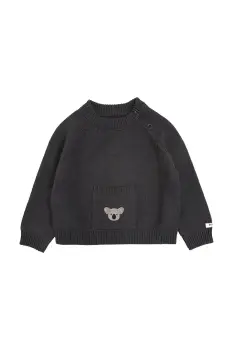 Donsje pulover din bumbac pentru bebelusi Loeke Sweater Koala culoarea negru, light, 3037803 imagine