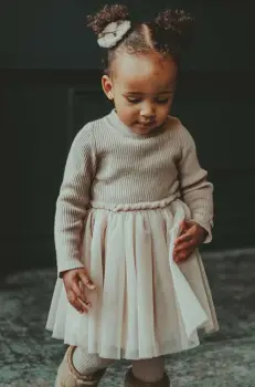 Donsje rochie bebe Lotus Dress culoarea bej, mini, evazati, 4043900 imagine