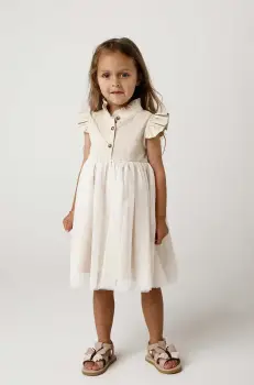 Donsje rochie fete Fleurance Dress culoarea bej, mini, evazati, 4062900 imagine