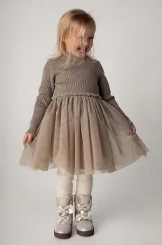 Donsje rochie fete Lotus Dress culoarea maro, mini, evazati, 4043900 imagine