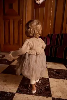 Donsje rochie pentru bebelusi cu lana Paulien Dress bej midi evazat 4103200 imagine