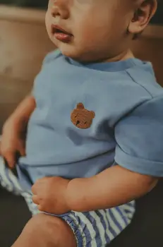 Donsje tricou de bumbac pentru copii Jarne T-shirt Bear neted, 4081801 imagine