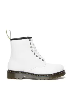 Dr. Martens botine 1460 femei, culoarea alb, cu toc plat imagine