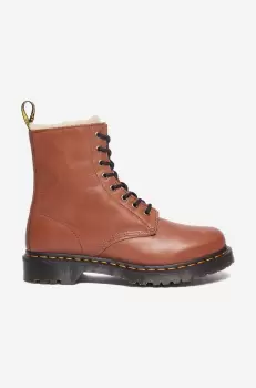 Dr. Martens cizme de piele Dr. Martens Serana 27782225 femei, culoarea maro, cu toc plat, izolare usoara imagine
