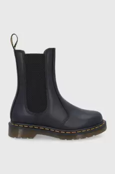 Dr. Martens Ghete Chelsea de piele femei, culoarea negru, cu toc plat imagine