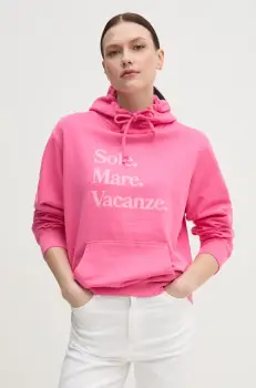 Drivemebikini bluza Sole Mare femei, culoarea roz, cu gluga, cu imprimeu, 2024-DMBS-025-PI imagine