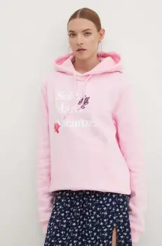 Drivemebikini bluza Sole Mare Vacanze femei, culoarea roz, cu gluga, cu imprimeu imagine