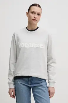 Drivemebikini hanorac de bumbac Vacanze Chenille femei, culoarea gri, cu imprimeu, 2024-DMBS-024-GR imagine