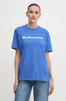 Drivemebikini tricou din bumbac Mediterraneo femei imagine