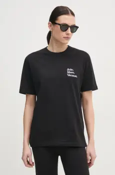 Drivemebikini tricou din bumbac Sole Mare Vacanze culoarea negru, cu imprimeu, 2024-DMBS-013-BL imagine