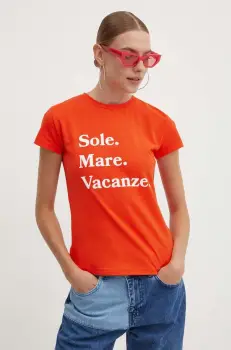 Drivemebikini tricou Sole Mare Vacanze femei, culoarea portocaliu imagine