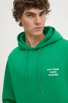 Drole de Monsieur bluza barbati, culoarea verde, cu gluga, neted, E.HO162.CO127.GN Le Hoodie Slogan imagine