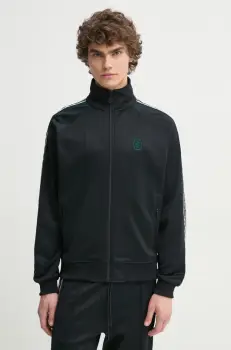 Drole de Monsieur bluza La Veste Survet' barbati, culoarea negru, cu imprimeu, PERM-SJ007-PL135-BL imagine