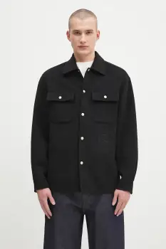 Drole de Monsieur geaca de lana La Surchemise Laine culoarea negru, de tranzitie, H.JT254.WO031 imagine