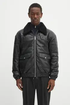 Drole de Monsieur geaca de piele Le Blouson Cuir culoarea negru, de tranzitie, PERM.CT109.LH001 imagine