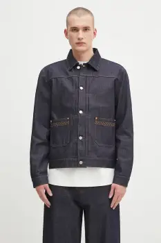 Drole de Monsieur geaca jeans La Veste Denim Brut culoarea bleumarin, de tranzitie, H.JT172.CO211 imagine