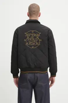 Drole de Monsieur geaca La Veste Slogan Tresses culoarea negru, de iarna, H.JT236.PL163 imagine