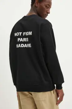 Drole de Monsieur hanorac de bumbac barbati, culoarea negru, cu imprimeu, PERM.SW149.CO127 Le Sweatshirt Slogan imagine