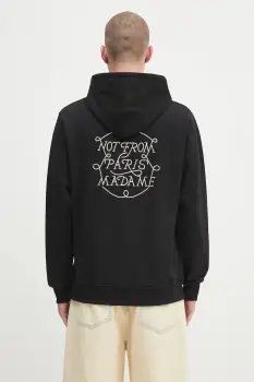 Drole de Monsieur hanorac de bumbac Le Hoodie Slogan Tresses culoarea negru, cu gluga, cu imprimeu, H.HO183.CO127 imagine